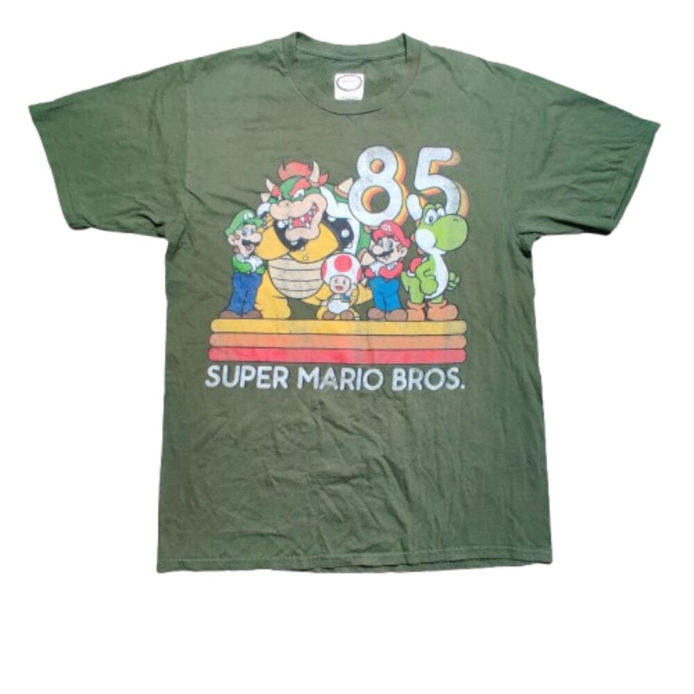 Nintendo Super Mario Bros. 85 Graphic T-Shirt Green Luigi Bowser Yoshi Toad S